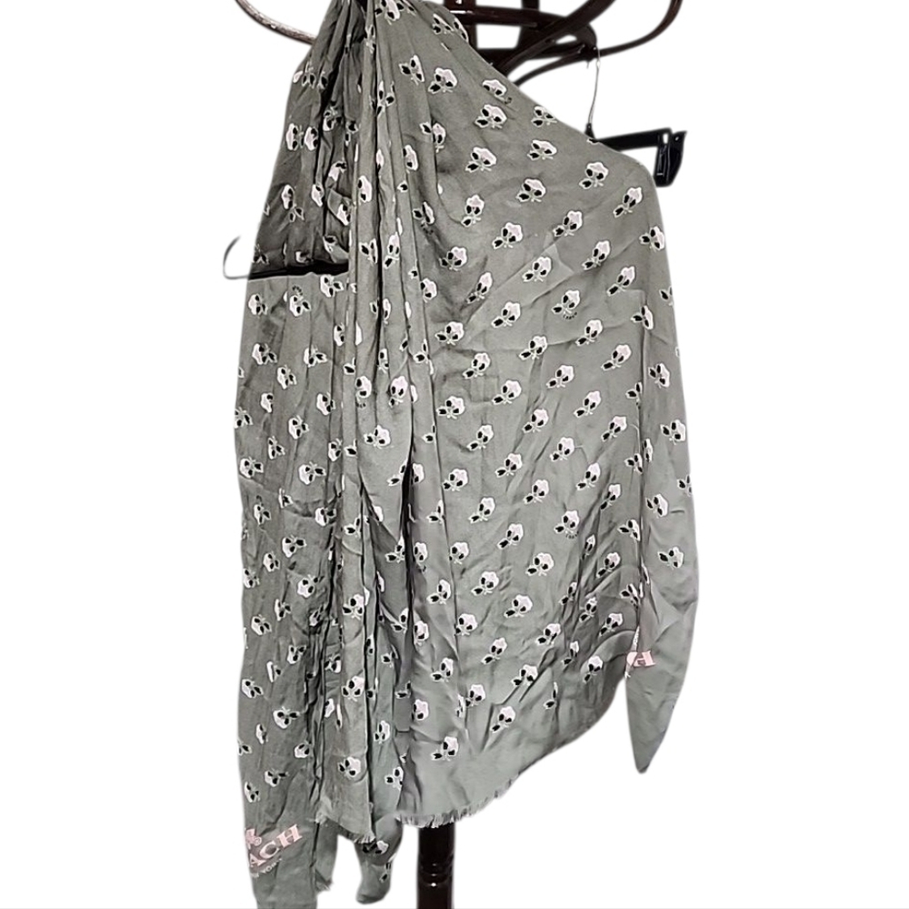 Coach Pink and Black Floral Scarf
